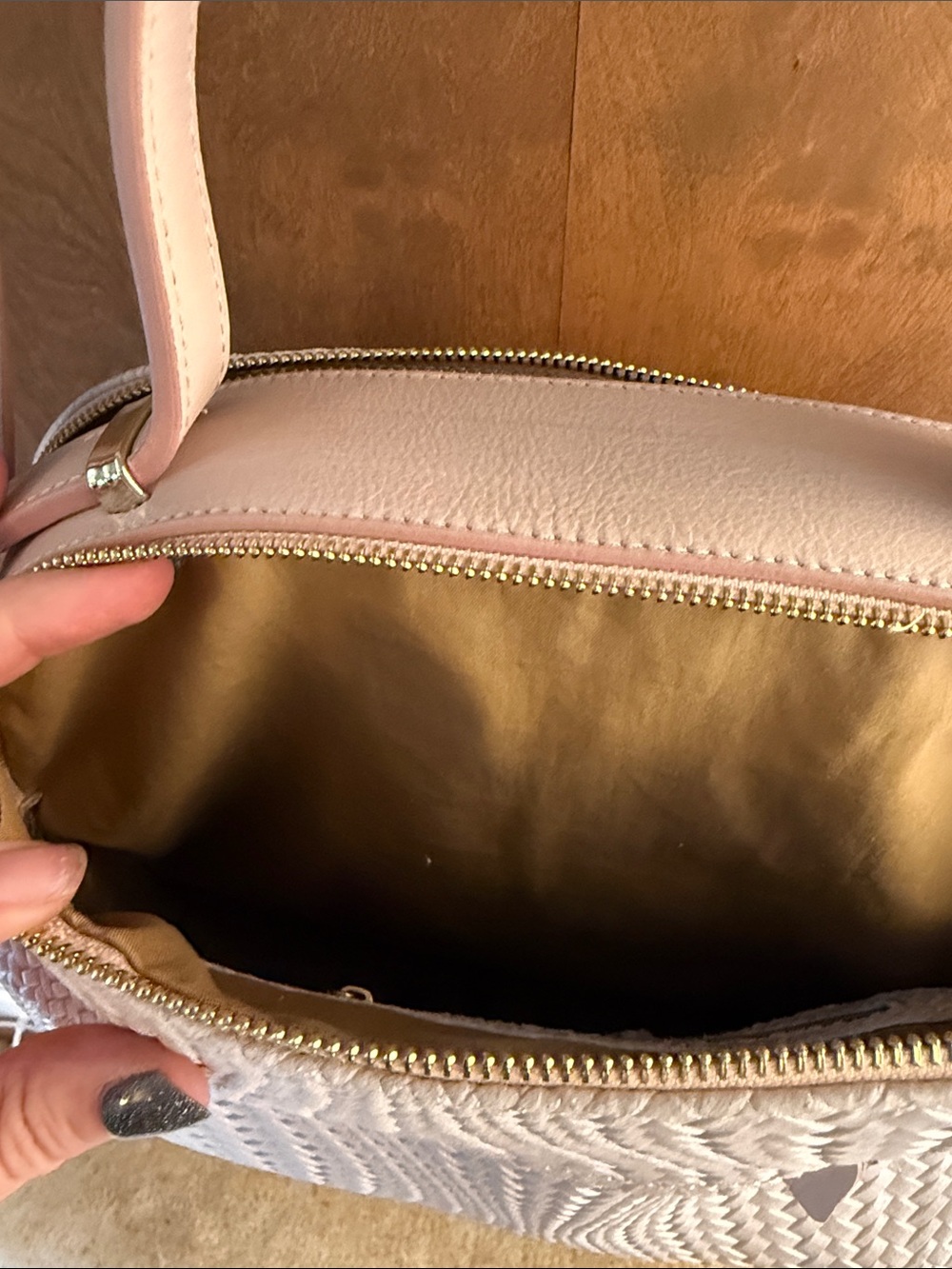 Brand new Woven Dome Satchel Italian leather Handbag in Blush - Picture 3 of 4